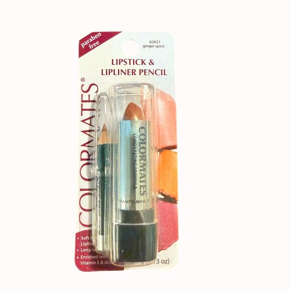 Colormates Lipstick Lipliner Pencil Set Ginger Spice Paraben Free Vitamin E Aloe - Picture 6 of 7